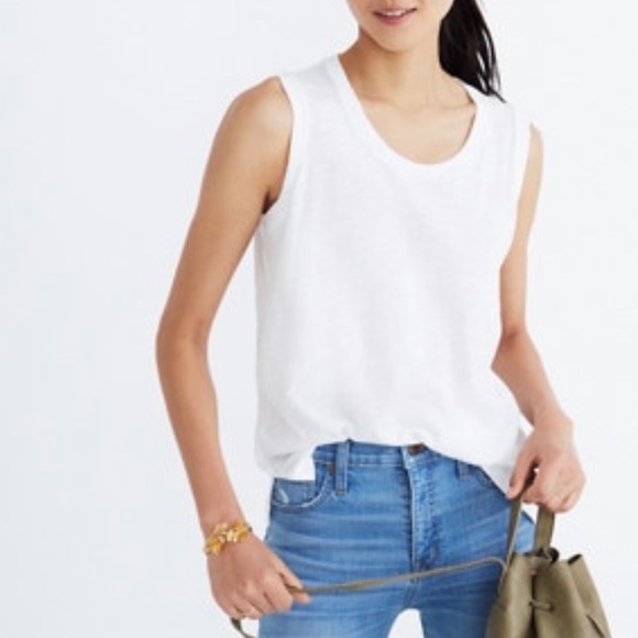 Madewell Tops - Madewell White Sleeveless Tee SZ M